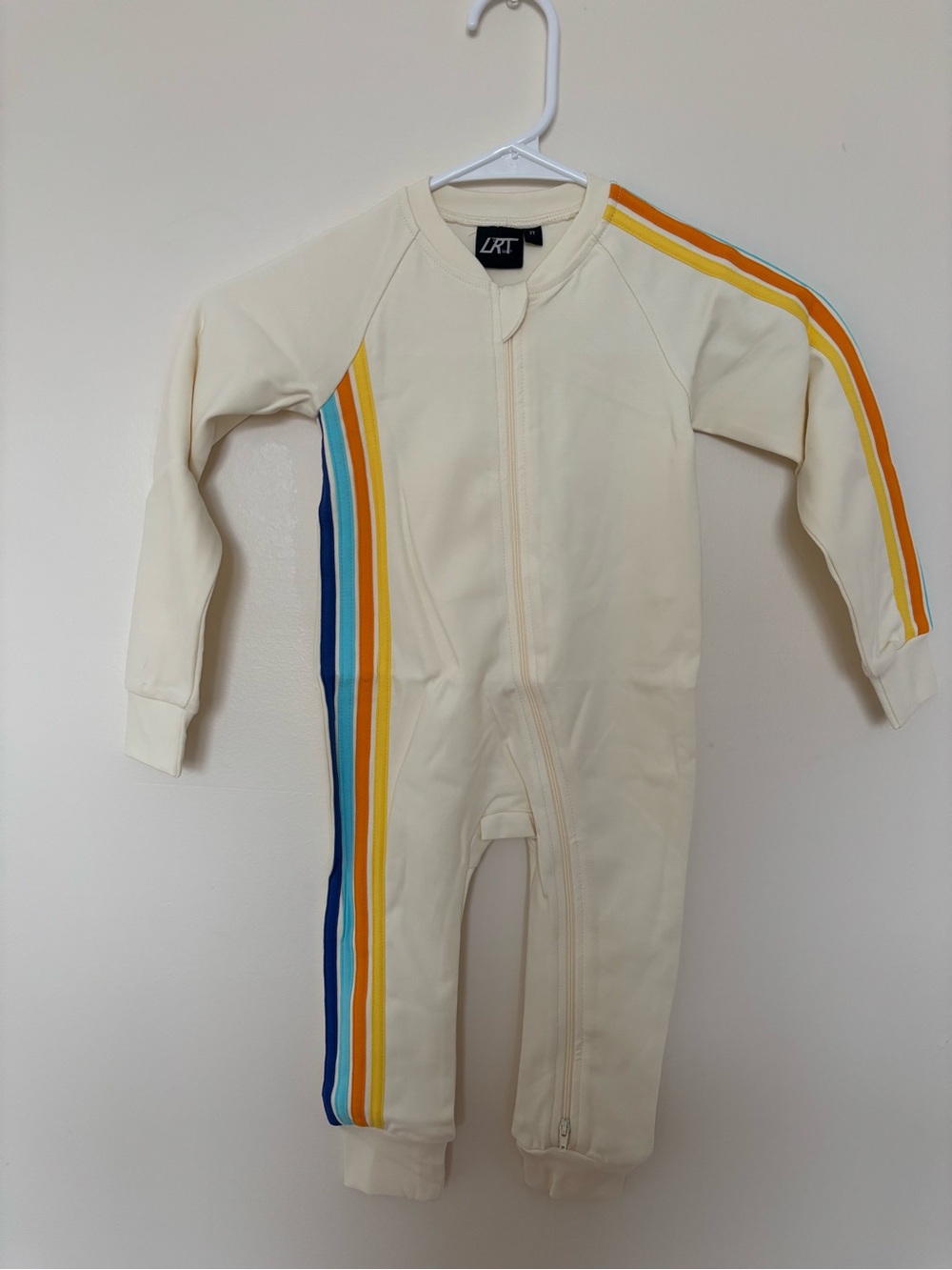 Little Rad Things Cream Kids One-Piece Bodysuit with Multicolor Side Stripes